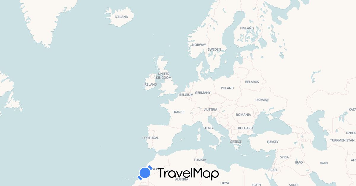 TravelMap itinerary: driving in Belgium, Switzerland, Germany, Denmark, Spain, Faroe Islands, France, United Kingdom, Ireland, Isle of Man, Liechtenstein, Netherlands, Portugal, Sweden (Europe)